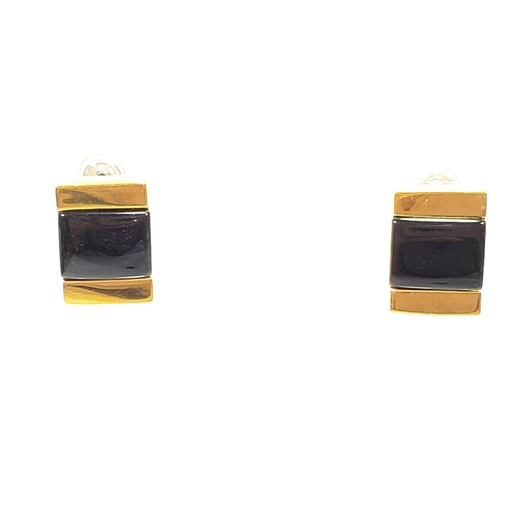 Gold and Jet Black Crystal Earrings Posts